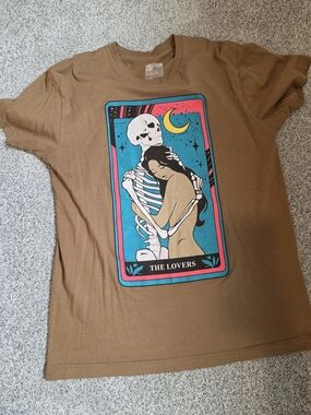 Curbside Graphic Tee with Bright Teal & Pink Tarot Art